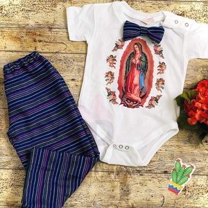 Our Lady of Guadalupe 2Pc Set Onesie Pants Babies